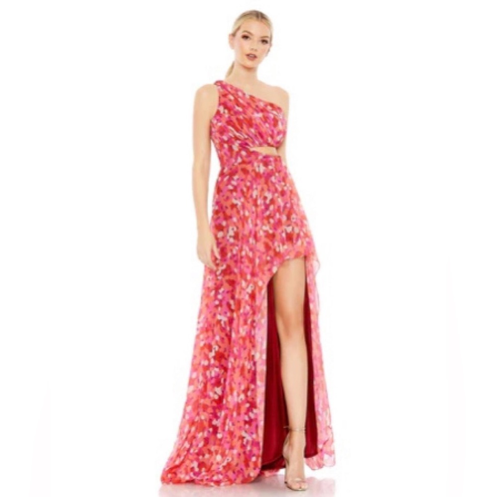 One Shoulder Cut Out Hi-Lo Gown
